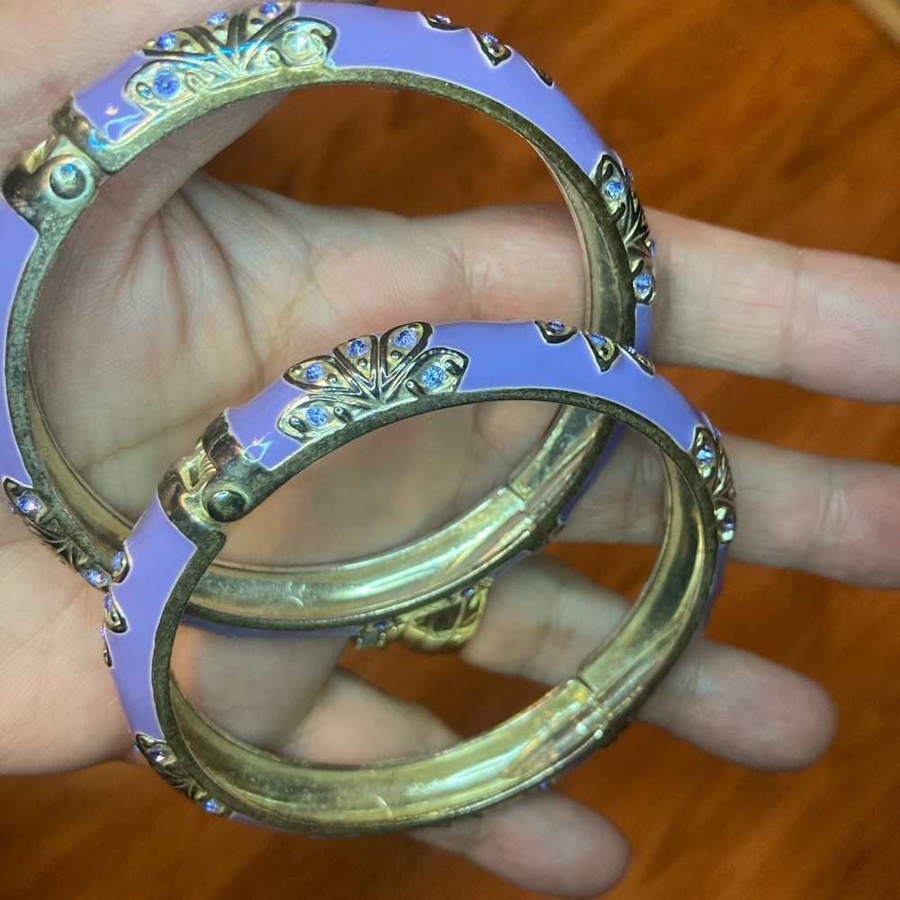 Purple enamel fashion bracelet set of 2 - Picture 2 of 5